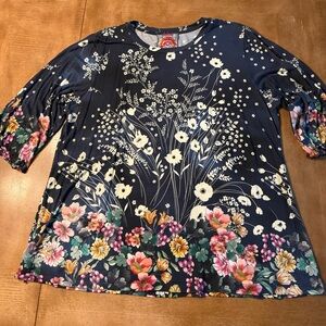 Johnny Was Floral Navy Top